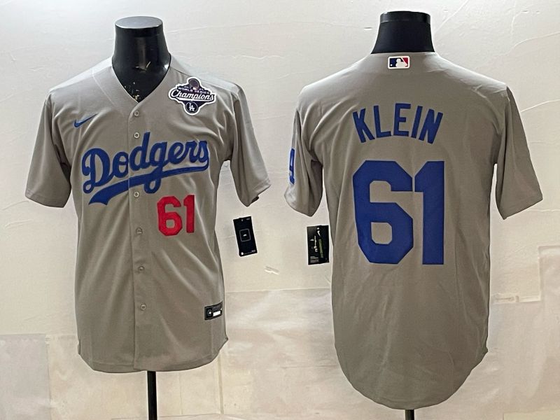 Men 2025 Nike Los Angeles Dodgers #61 Klein Grey Game MLB Jersey 08